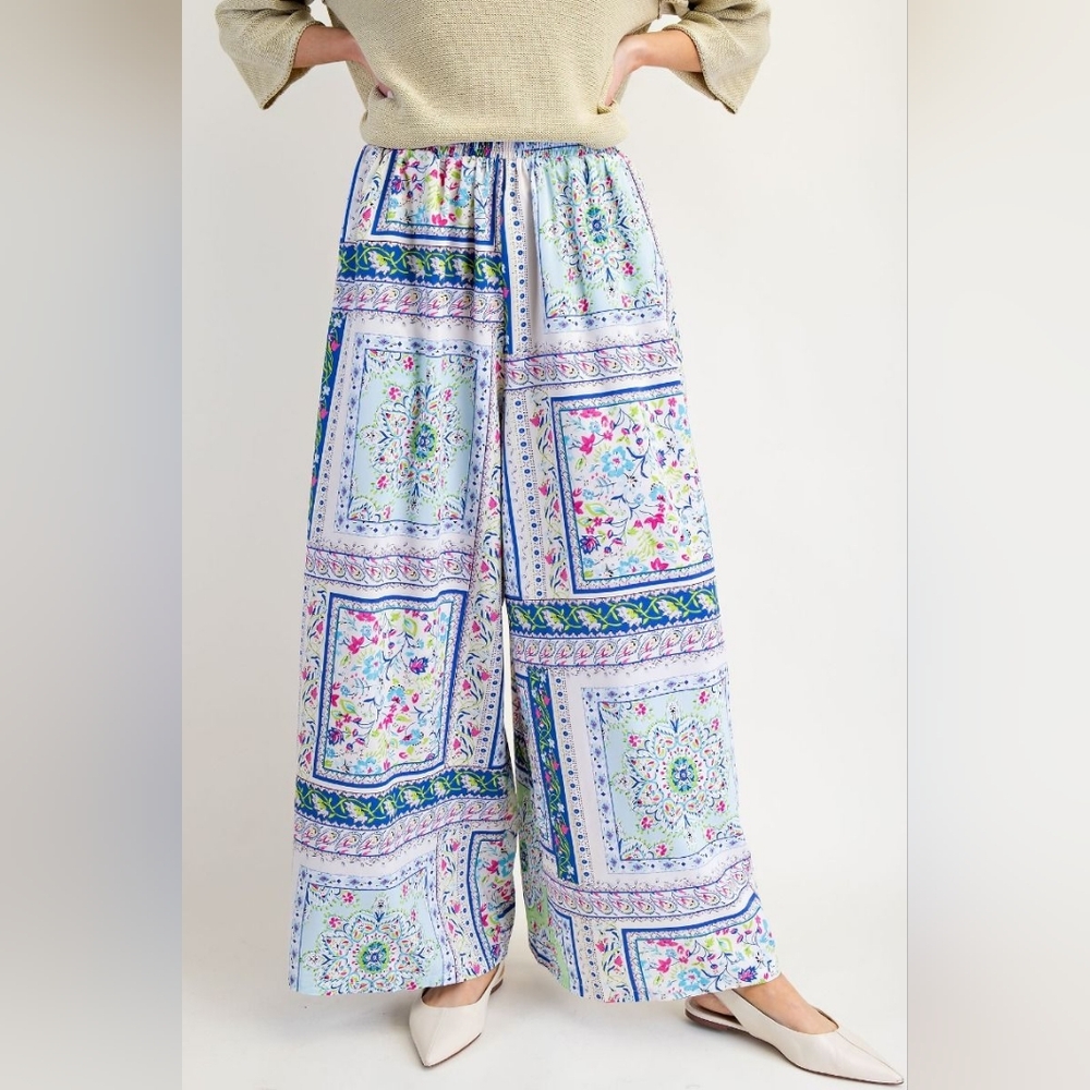 Easel Multicolor Bohemian Wide-Leg Pants - Picture 2 of 5